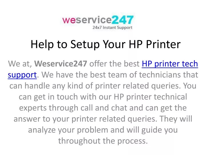 help to setup your hp printer