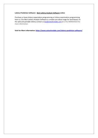 lottery prediction software best lottery analysis