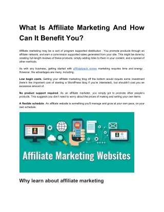 What Is Affiliate Marketing And How Can It Benefit You?