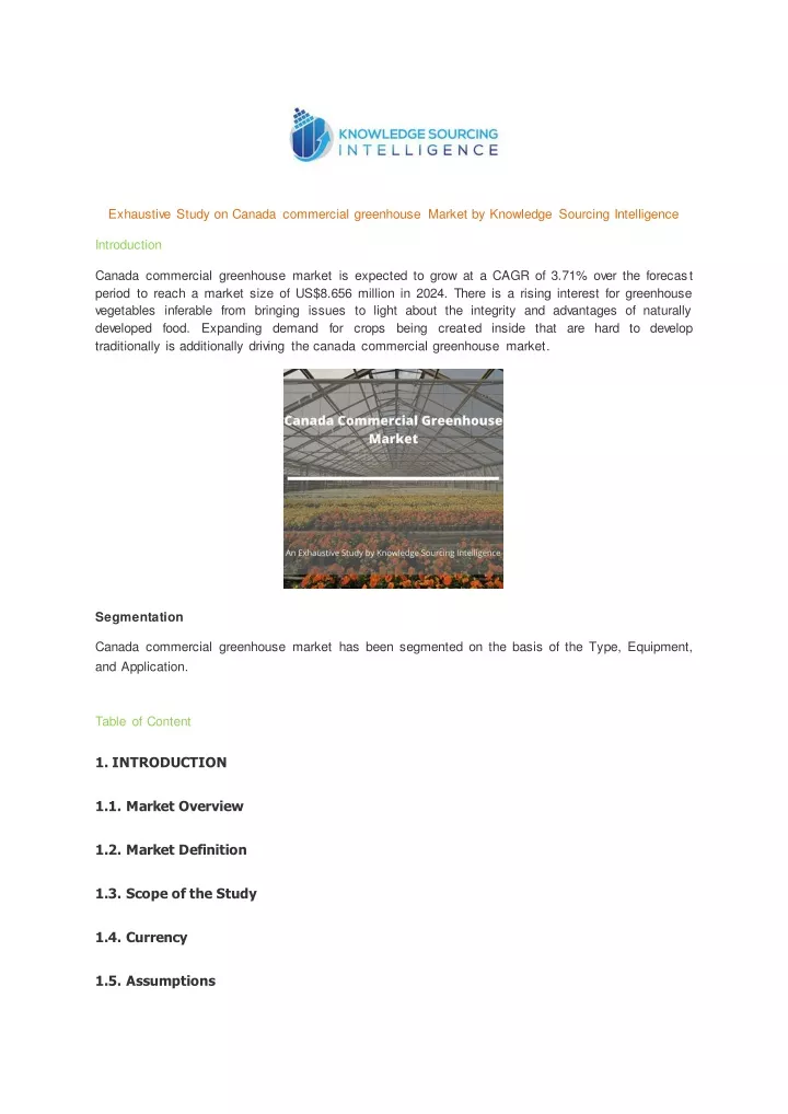 exhaustive study on canada commercial greenhouse