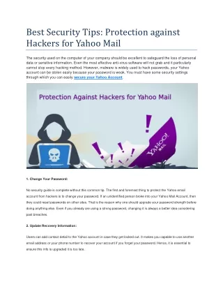 Best Security Tips: Protection against Hackers for Yahoo Mail