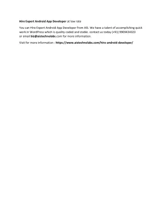 hire expert android app developer at low rate