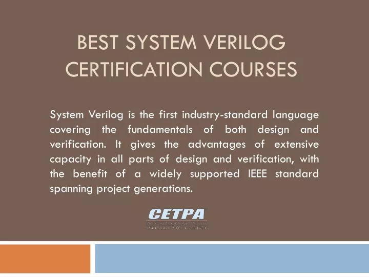 best system verilog certification courses
