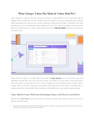 What Changes Yahoo Has Made In Yahoo Mail Pro