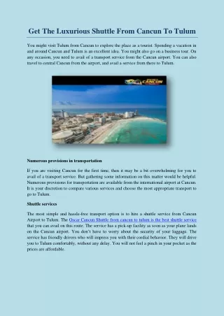get the luxurious shuttle from cancun to tulum