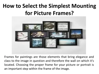 How to Select the Simplest Mounting for Picture Frames?
