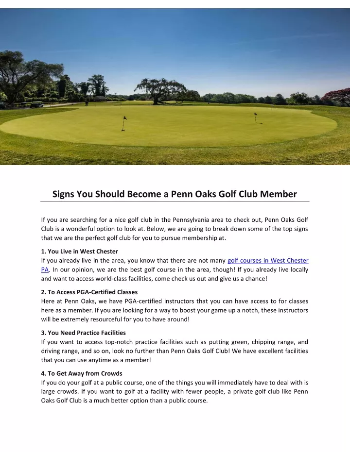 signs you should become a penn oaks golf club