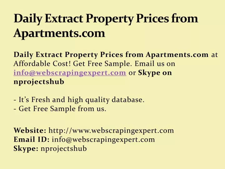 daily extract property prices from apartments com