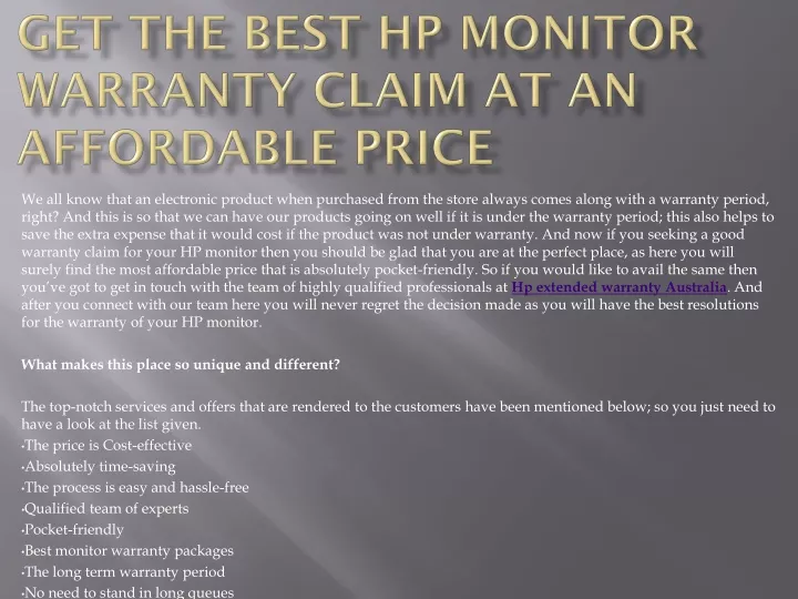 get the best hp monitor warranty claim at an affordable price