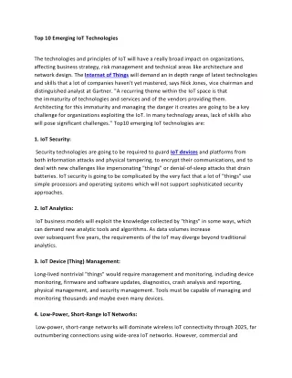 top 10 emerging iot technologies