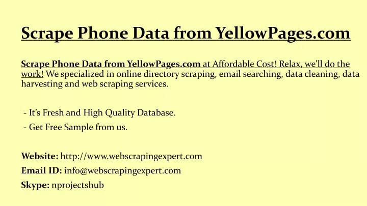 scrape phone data from yellowpages com