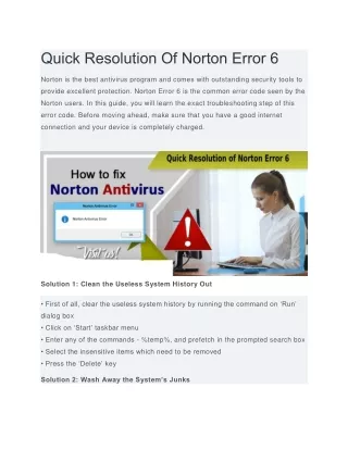 Quick Resolution of Norton Error 6