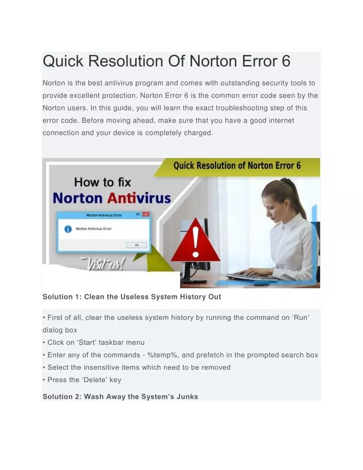 quick resolution of norton error 6