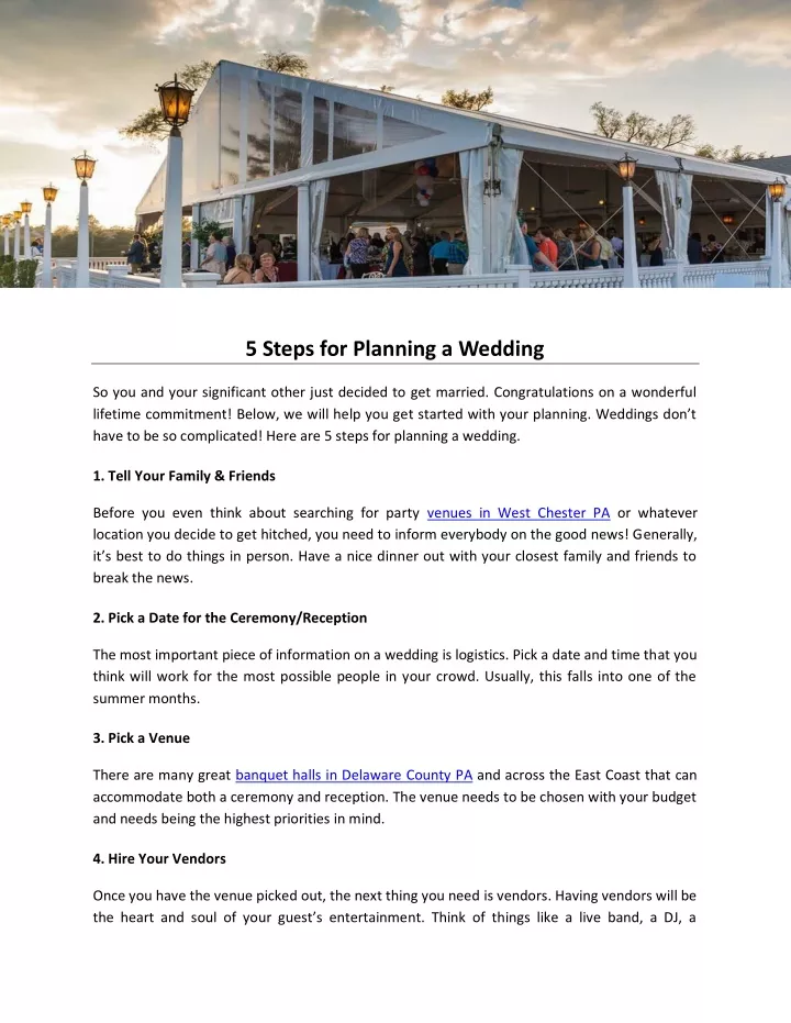 5 steps for planning a wedding