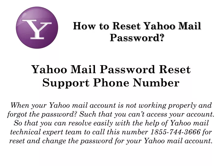 how to reset yahoo mail password