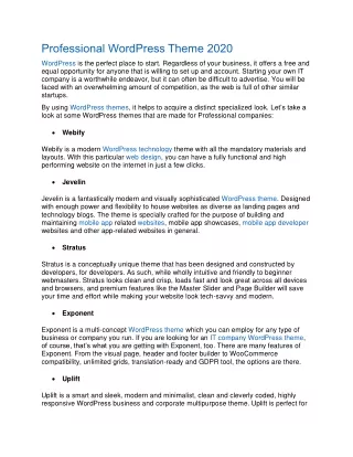professional wordpress theme 2020