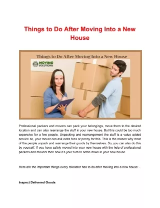 things to do after moving into a new house