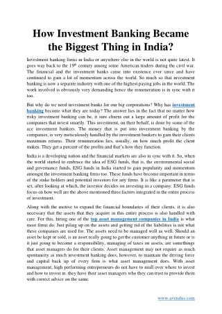 how investment banking became the biggest thing