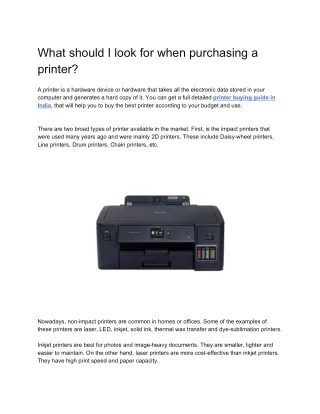 what should i look for when purchasing a printer