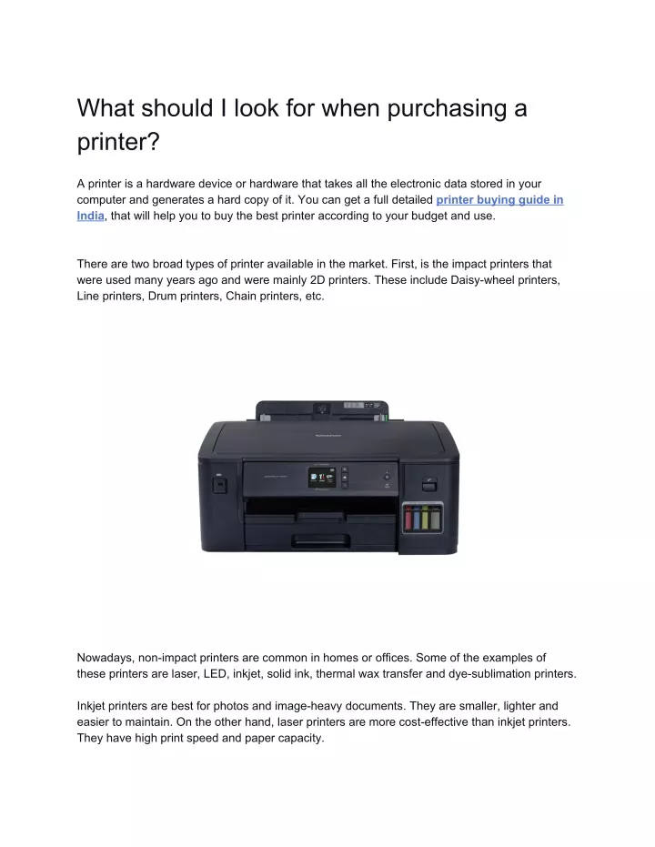 what should i look for when purchasing a printer