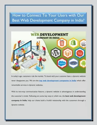 How to Connect To Your Users with Our Best Web Development Company in India?