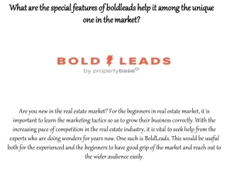 What are the special features of boldleads help it among the unique one in the market?