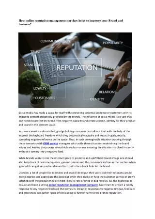 how online reputation management services helps