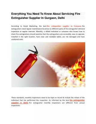 Everything You Need To Know About Servicing Fire Extinguisher Supplier In Gurgaon, Delhi