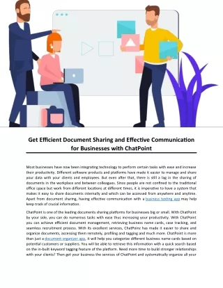 Get Efficient Document Sharing and Effective Communication for Businesses with ChatPoint