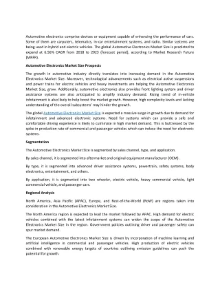 automotive electronics comprise devices
