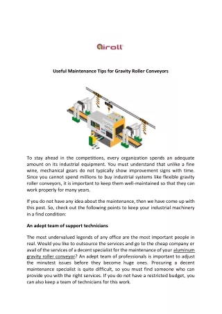 useful maintenance tips for gravity roller