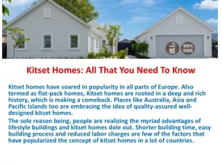 Kitset Homes: All That You Need To Know