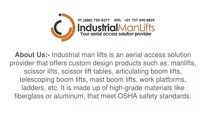 about us industrial man lifts is an aerial access
