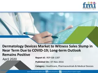 Demand for Dermatology Devices Market Set for Stupendous Growth in and Post 2020, Buoyed by the Global COVID-19 Pandemi