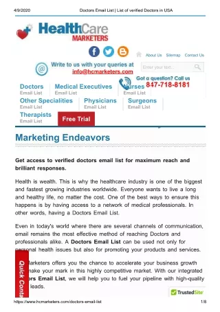 Get a verified doctors email list of hc marketers to boost your business