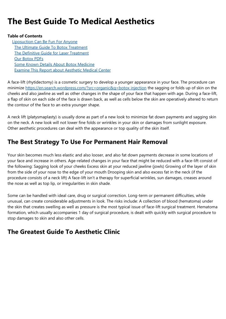 the best guide to medical aesthetics