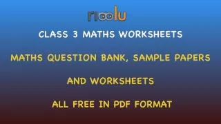 Maths Worksheets for Cbse Class 3