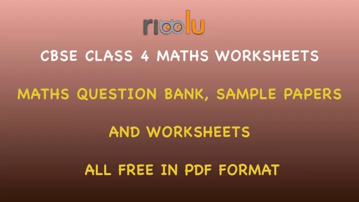 cbse class 4 maths worksheets