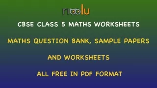 Maths Worksheets for Cbse Class 5