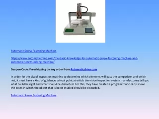 Automatic Screw Fastening Machine