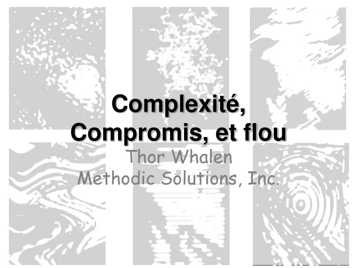 complexit compromis et flou thor whalen methodic