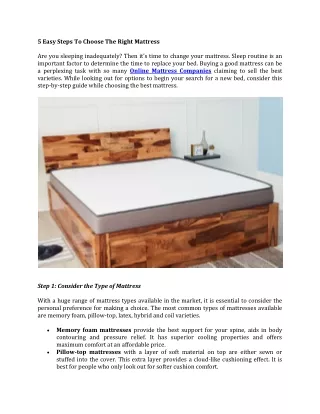 5 easy steps to choose the right mattress