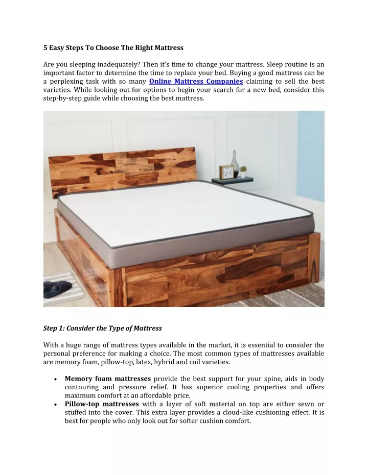 5 easy steps to choose the right mattress
