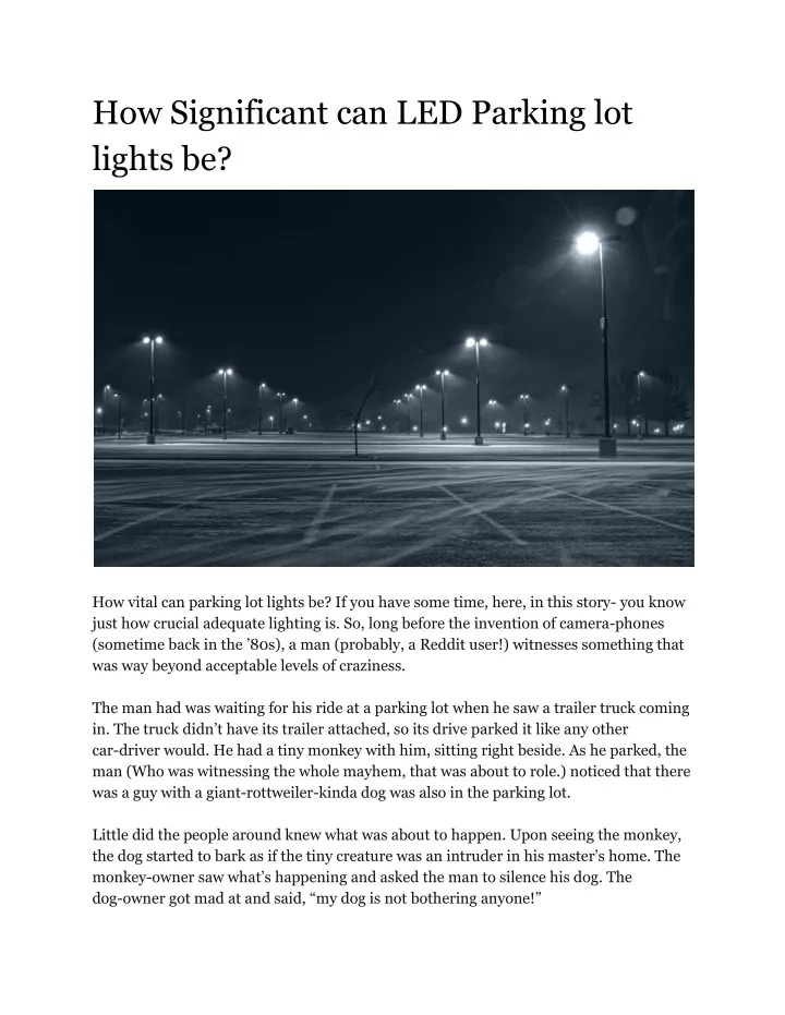 how significant can led parking lot lights be
