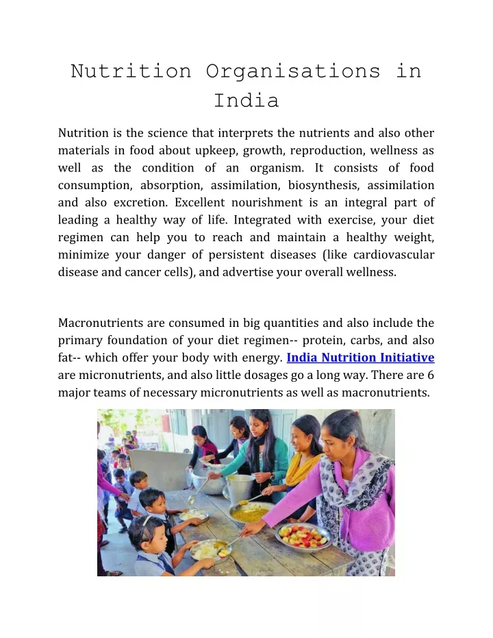 nutrition organisations in india