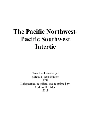 The Pacific NorthwestPacific Southwest Intertie
