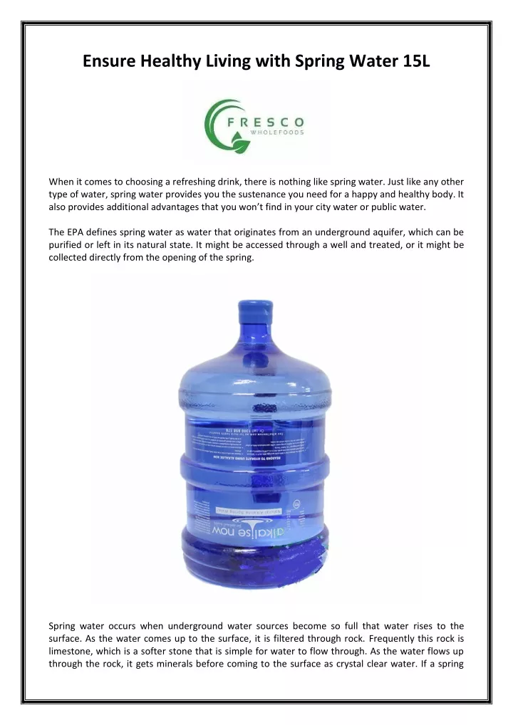 ensure healthy living with spring water 15l