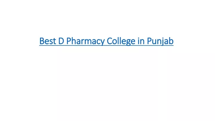 best d pharmacy college in punjab