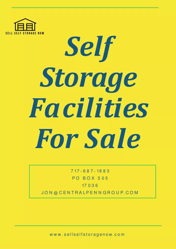 self storage f a c i l i t i e s for sale