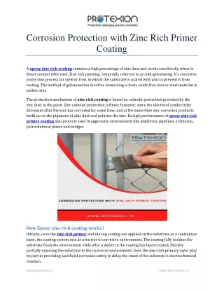 corrosion protection with zinc rich primer coating